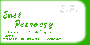 emil petroczy business card